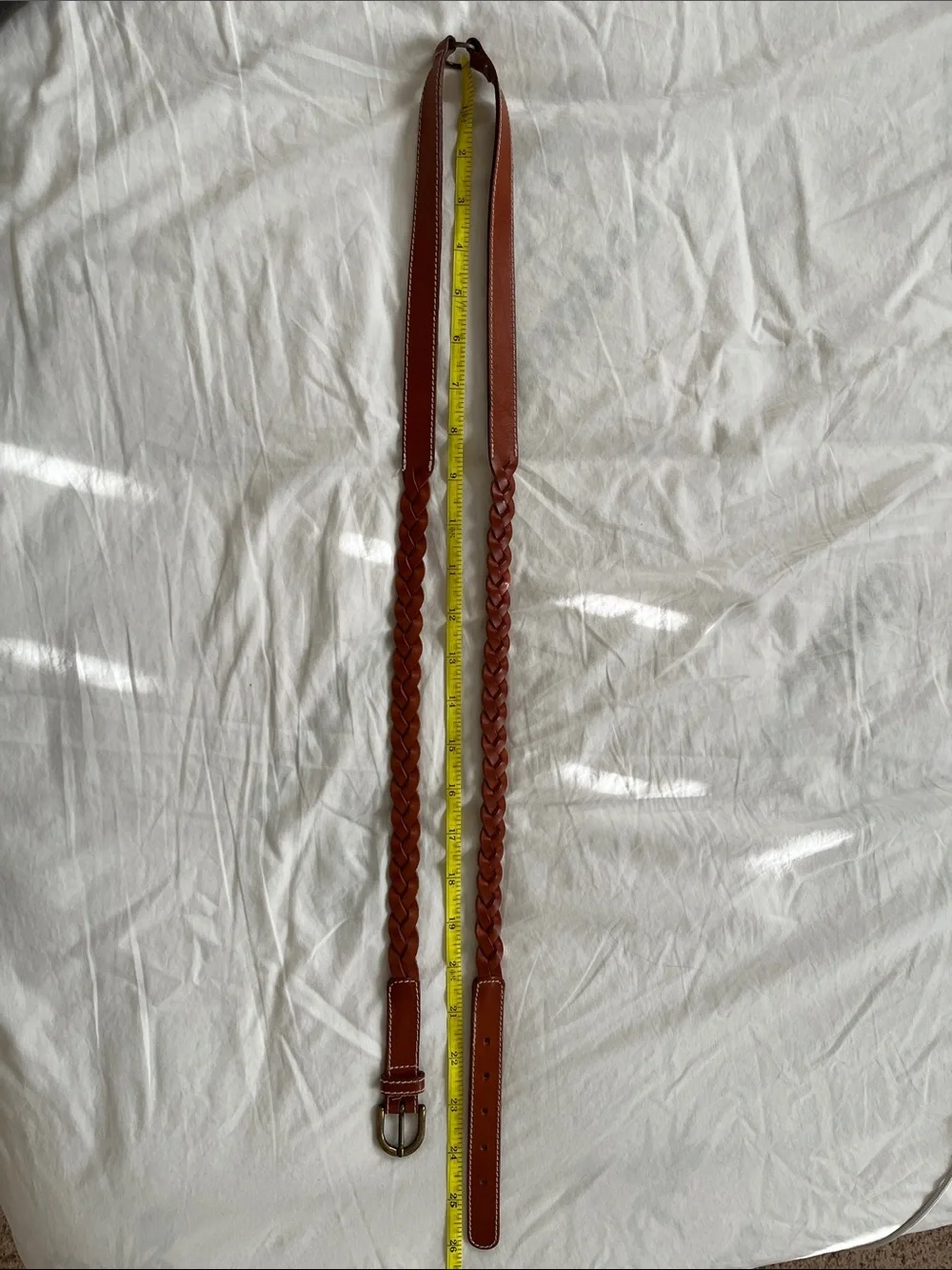 Echo Braided Leather Belt in Chestnut Brown with Silver Buckle